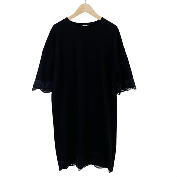 Zara Black Lace Trim Shift Dress Size Medium - Picture 1 of 6